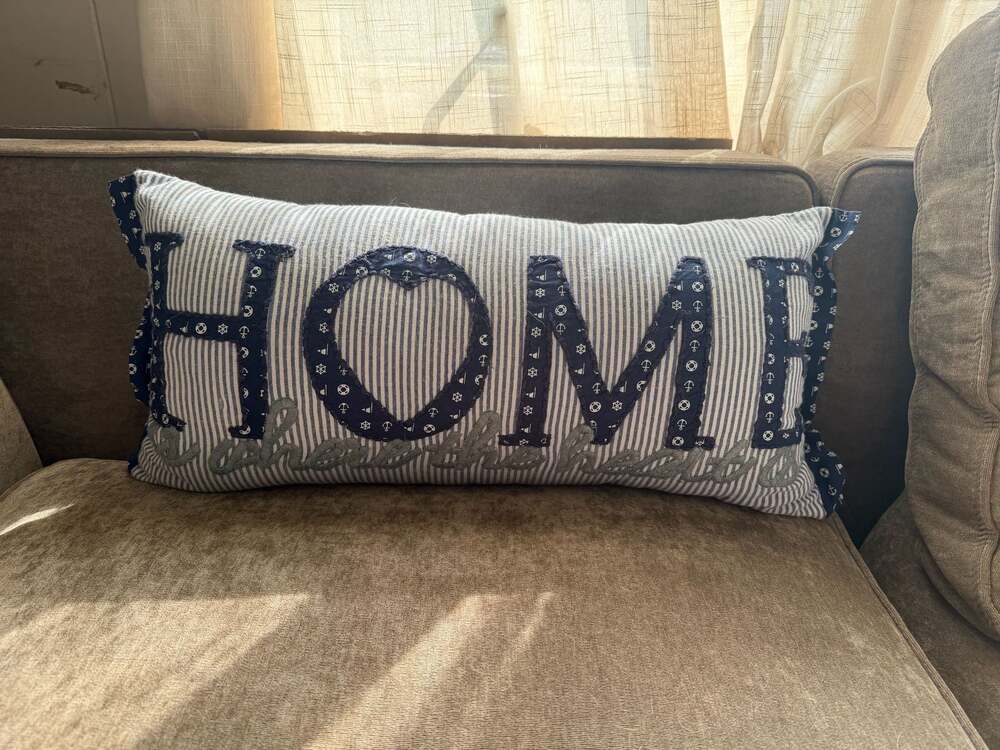Pier 1 Imports 'Home is Where the Heart Is' Nautical Striped Lumbar Throw Pillow